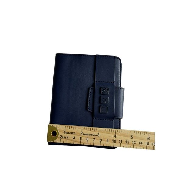 Flight 001 Blue Leather Travel passport Wallet With Snap Closure & Card Slots - Picture 6 of 6